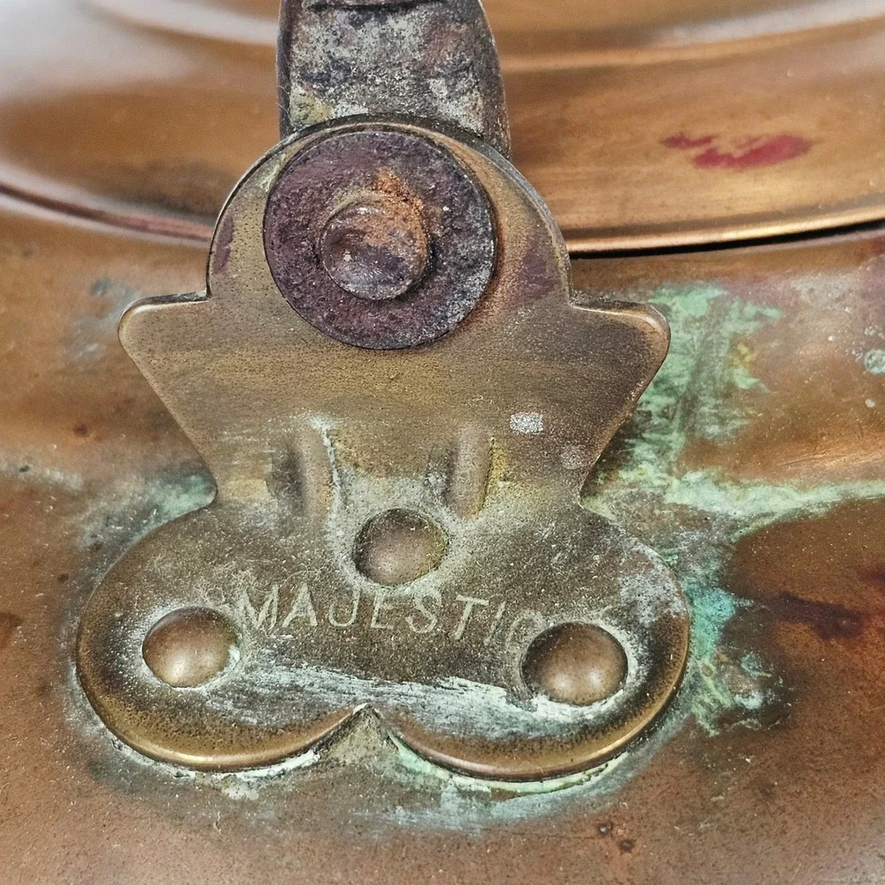 Antique Majestic Copper Tea Kettle Primitive Rustic Farmhouse Decor Patina USA
